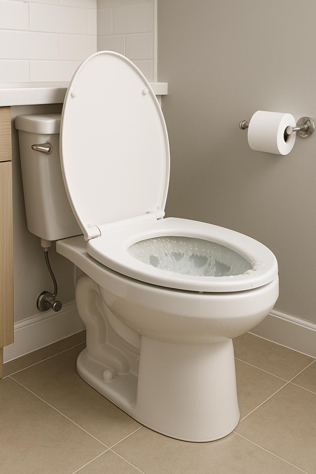 The toilet is indeed white.